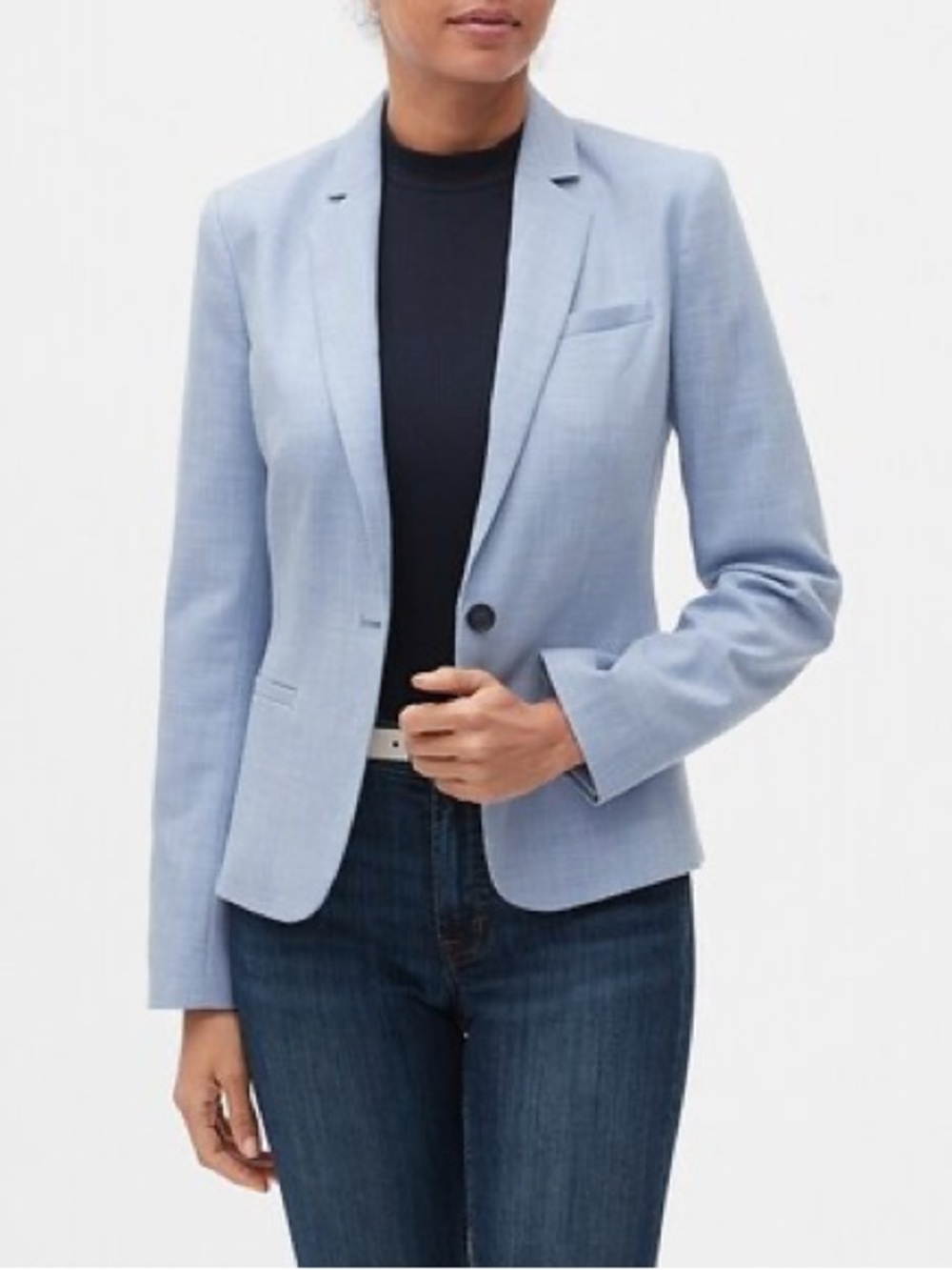 🦕 Banana Republic Blue Petite Washable Chambray Blazer 🦕